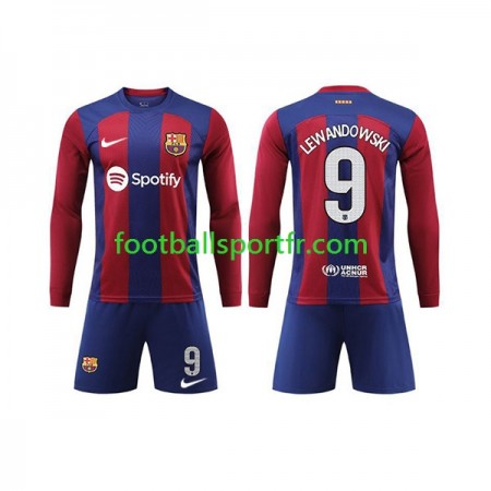 Tenue FC Barcelone LEWANDOWSKI 9 Enfant Domicile 2023-2024 Maillot de Foot ML